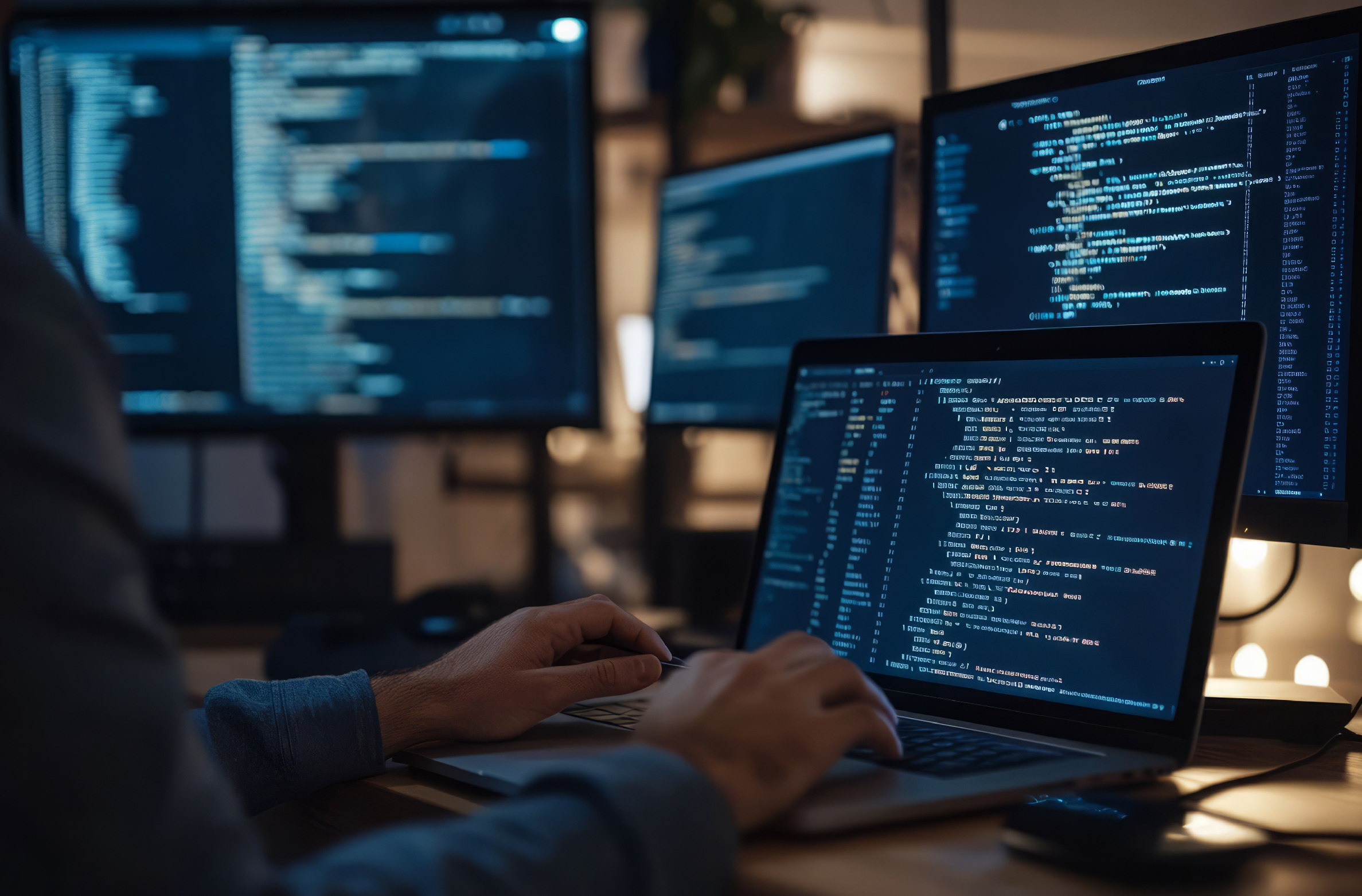 man programming on laptop computer screen