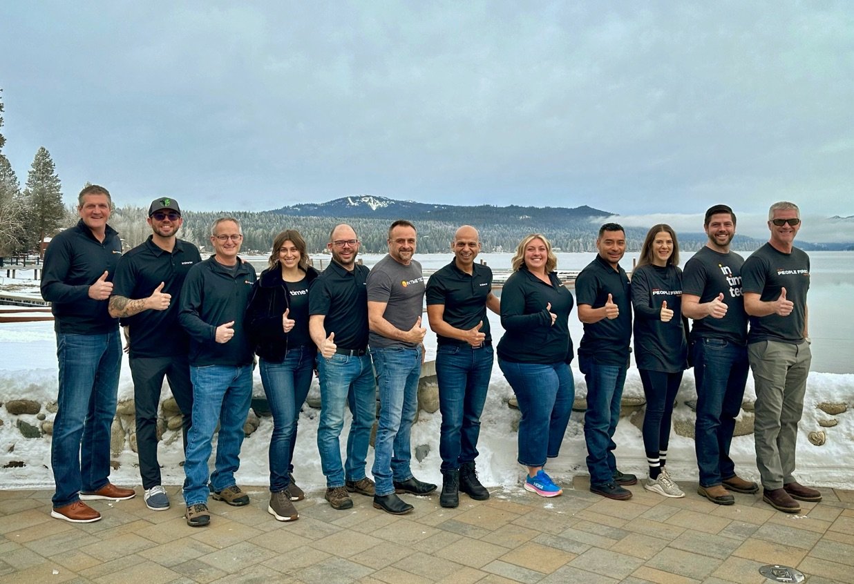 In Time Tec US Leadership Team posing for a photo in McCall, Idaho